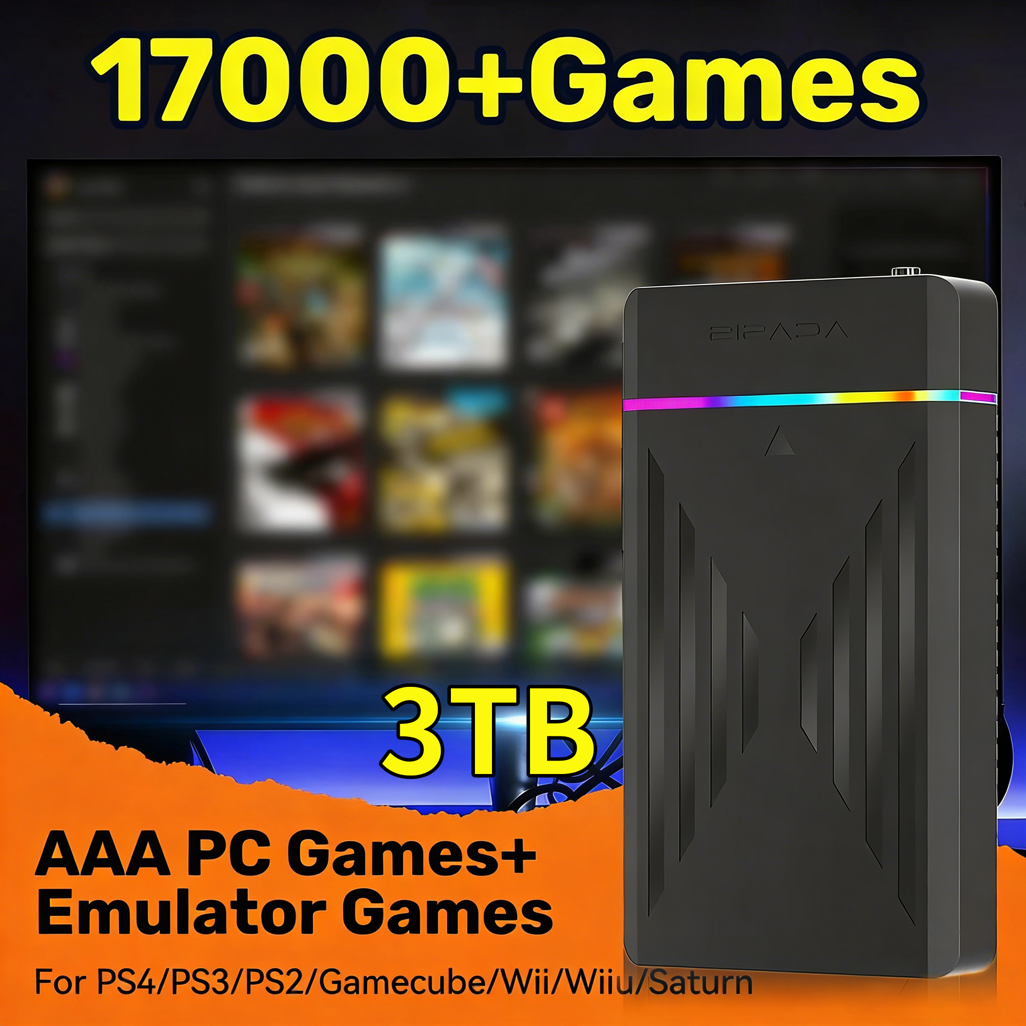 Retro Pc Gaming - Portable 3TB Gaming HDD Video Game