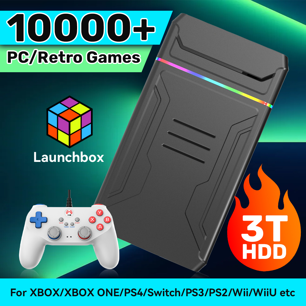 Retro Gaming Xbox One - 3TB Gaming Hard Drive With 10000+Retro/PC